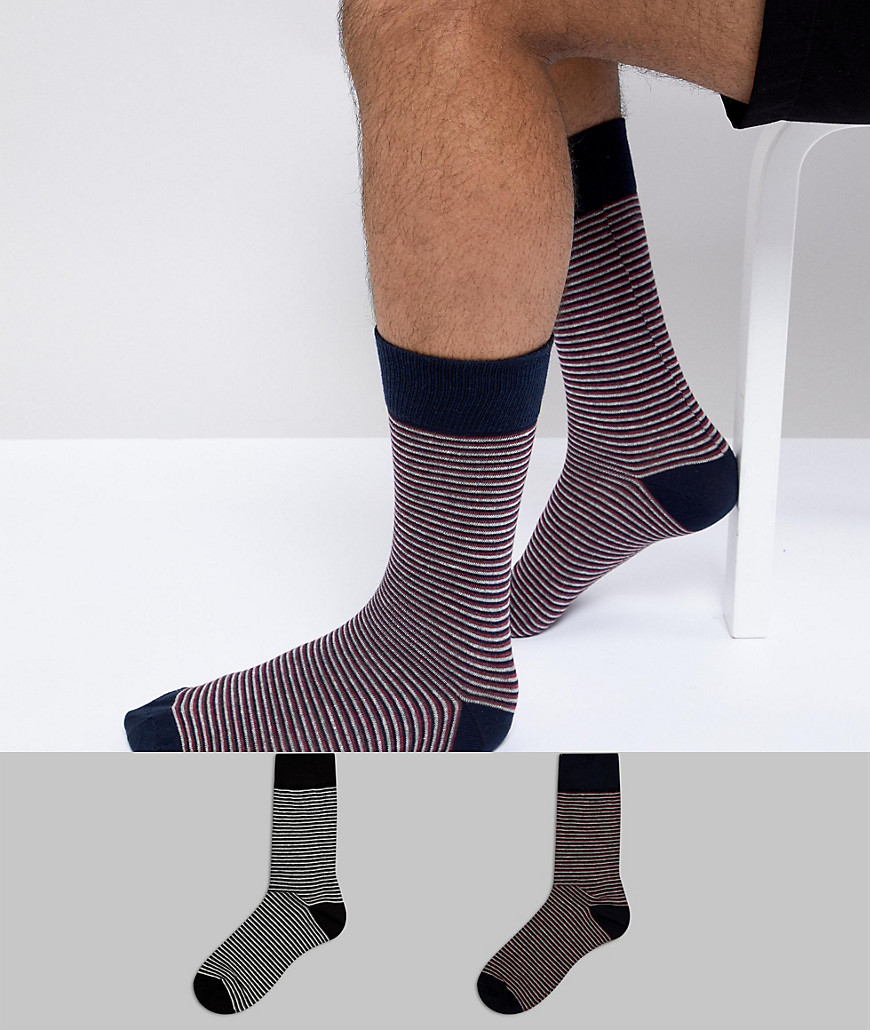 фото 2 пары носков с полосками selected homme-мульти