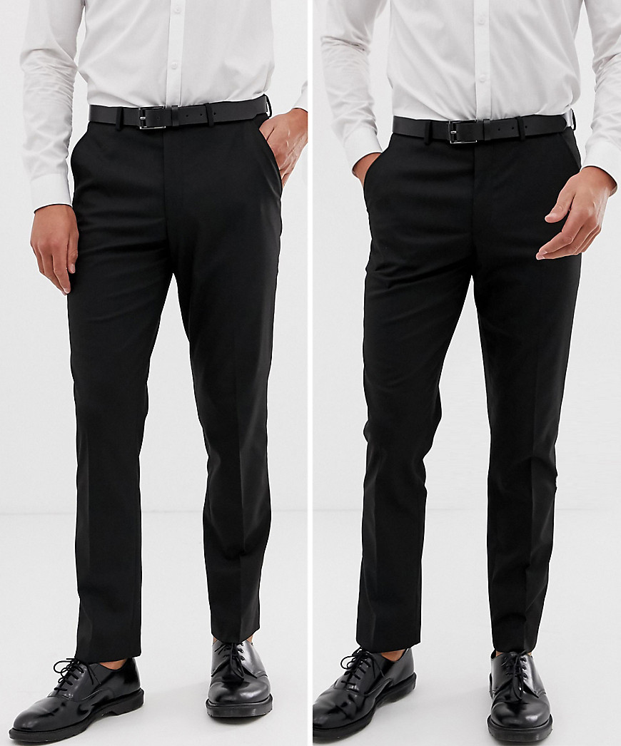 2-styk sorte smarte bukser med smal pasform fra ASOS DESIGN SPAR