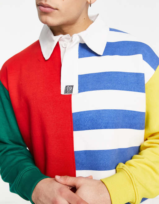 Color block long sleeve polo outlet