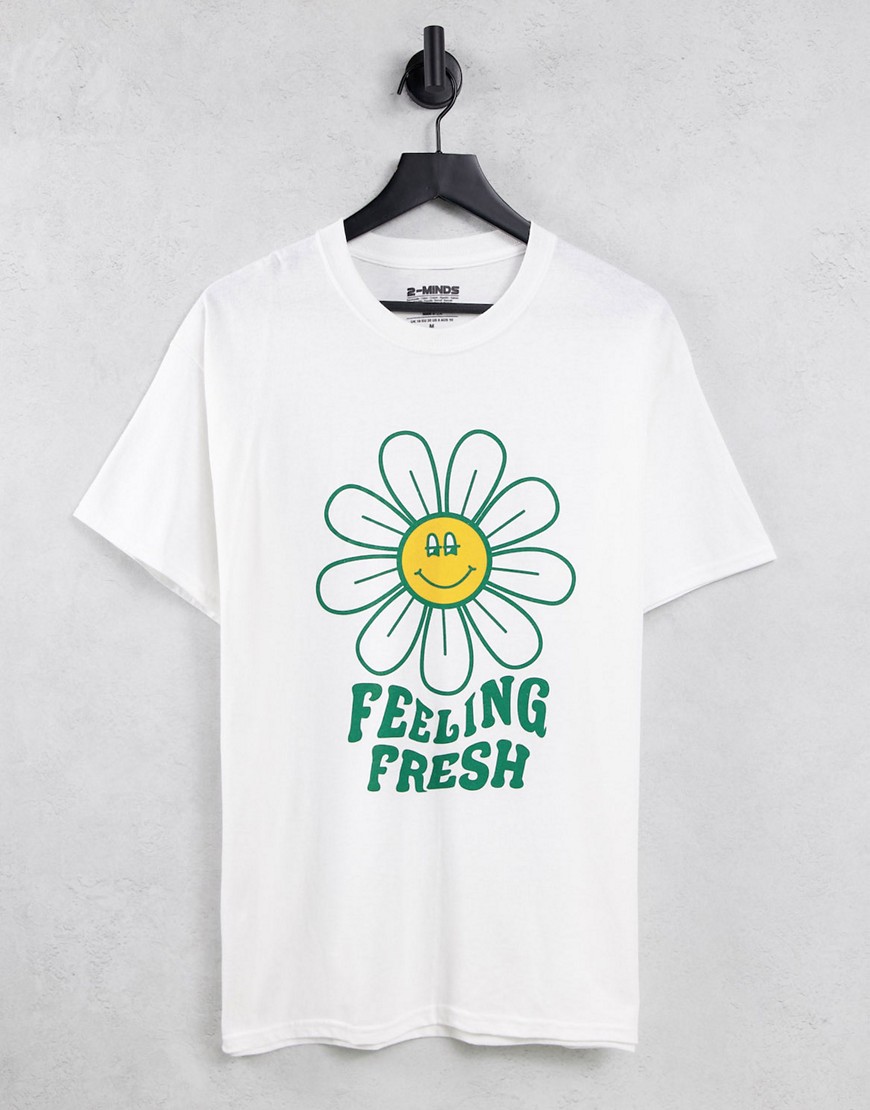 Image of 2minds - T-shirt bianca con stampa "Feeling Fresh"-Bianco