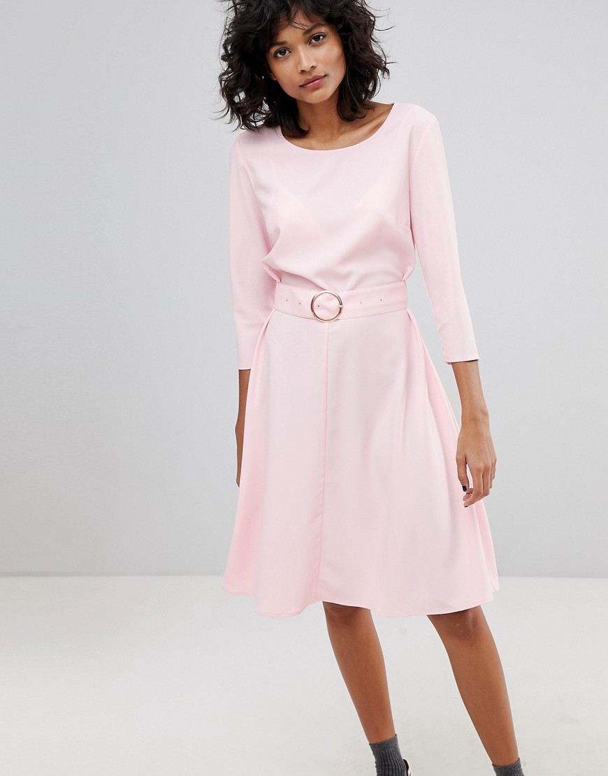 2nd Day Ring Belted Midi Dress-pink
