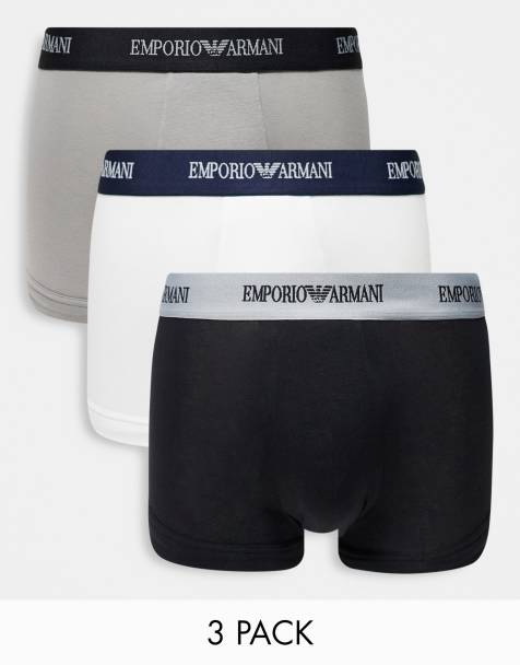 3 pakke(r) med hvid/sorte/grå badebukser med logo fra Emporio Armani - view 1