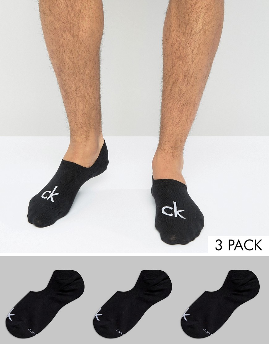 фото 3 пары черных невидимых носков calvin klein-черный