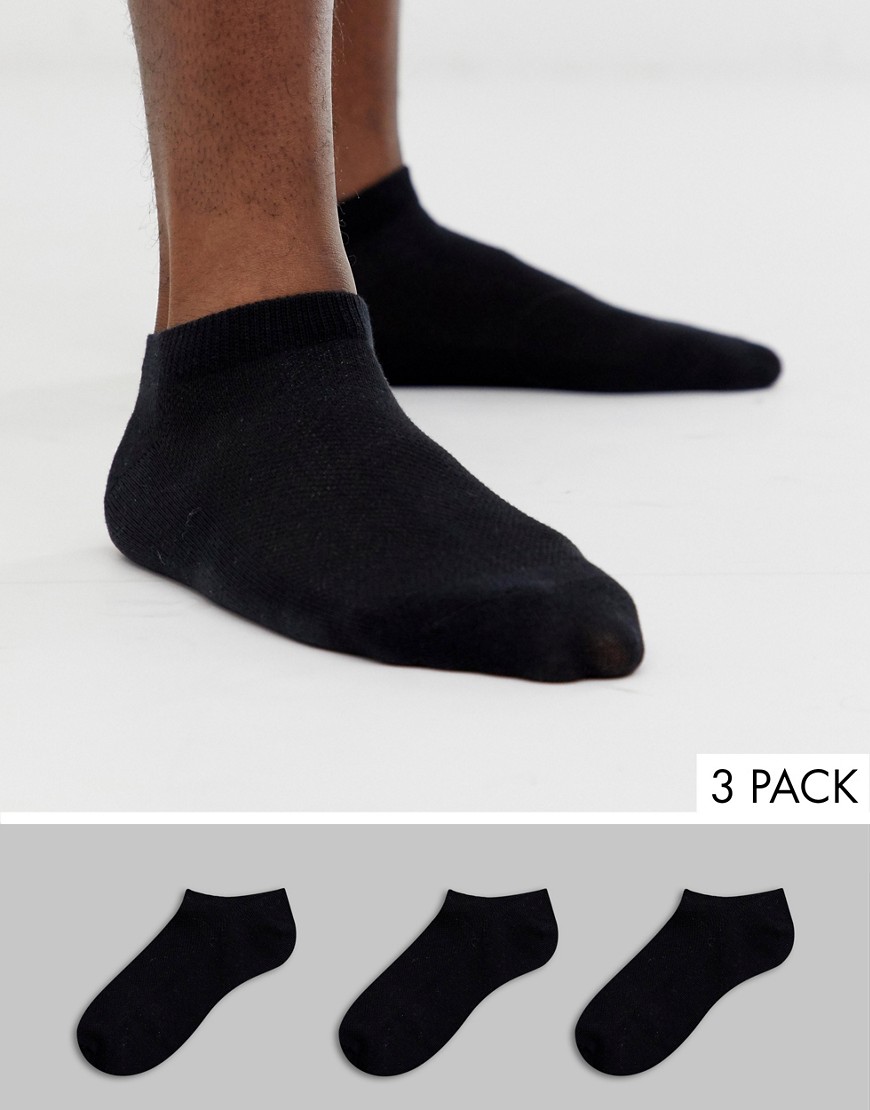 фото 3 пары черных спортивных носков selected homme-черный
