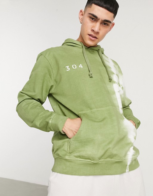 304 Clothing co-ord hoodie tie dye print in khaki
