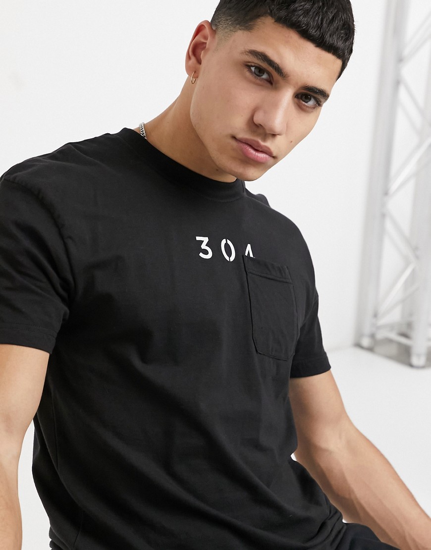 304 Clothing - T-shirt met ronde hals in zwart