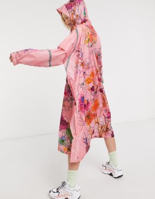 floral raincoat with hood