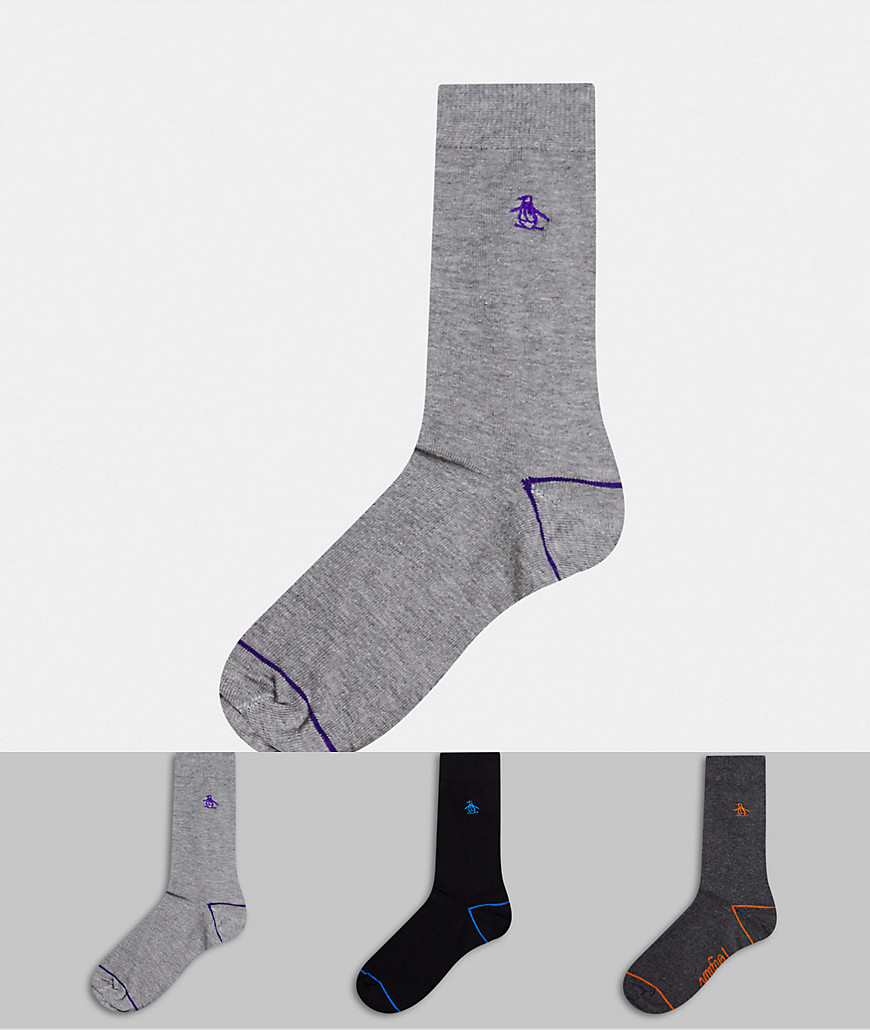 3Pk Mens Ankle Socks Penguin Highlight-Nero