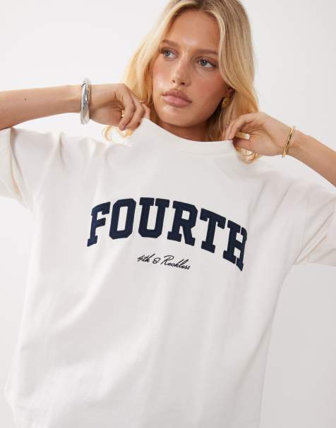4- th & Reckless - T-shirt oversize en coton épais avec logo « Fourth » - Crème - view 1