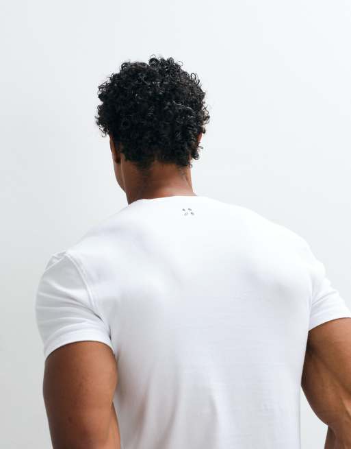 4504 - T-shirt bianca in cotone con finitura quick dry e vestibilità ristretta, 4 di 5