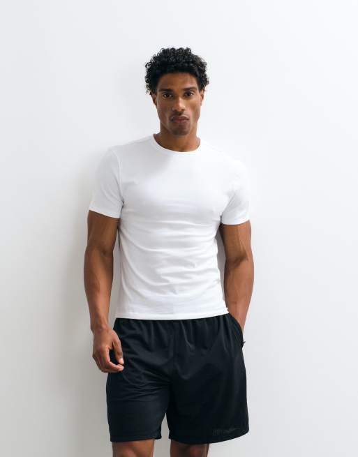 4504 - T-shirt bianca in cotone con finitura quick dry e vestibilità ristretta, 5 di 5