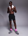 [ASOS] 4505 13cm running shorts with elastic waist and zip phone pocket in black 2XL Black