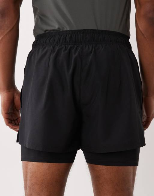 4505 2-in-1 quick dry woven running shorts with zip pockets in black, 5 of 5