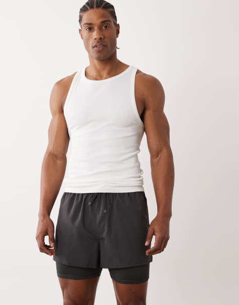 4505 2-in-1 quick dry woven running shorts with zip pockets in charcoal - view 1