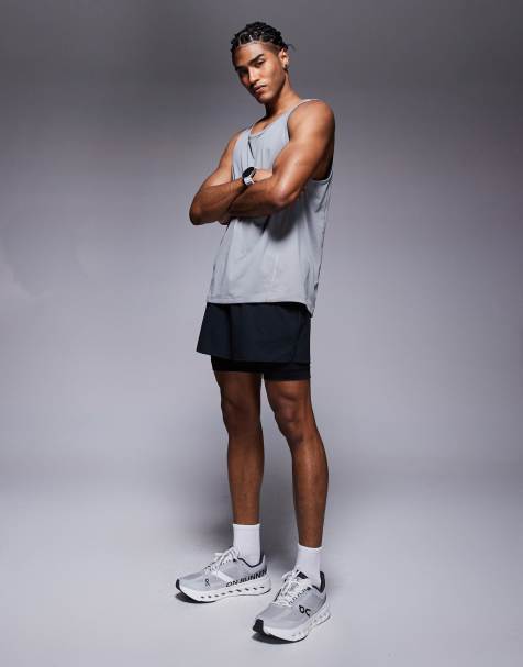 4505 2-in-1 ripstop nylon running shorts with zip pocket in black - view 1
