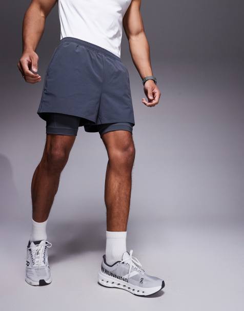 4505 2-in-1 ripstop nylon running shorts with zip pocket in graphite - view 1