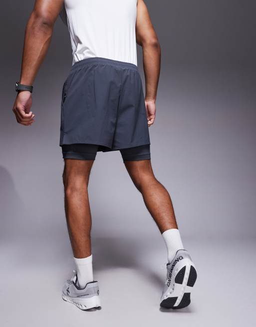 4505 2-in-1 ripstop nylon running shorts with zip pocket in graphite, 4 of 5