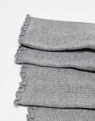 4505 2 Pack Non Slip Grip Lettuce Edge Pilates Crew Socks In Gray