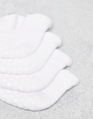 4505 2 Pack Pilates Grip Ankle Sock In White