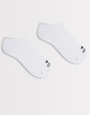 4505 - 2er-Pack Pilates-Knöchelsocken in Weiß mit Antirutsch-Sohlen