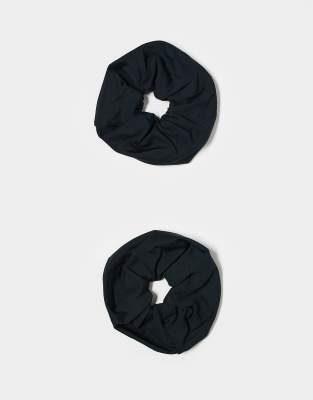 4505 - 2er-Pack weiche Yoga-Scrunchies für die Haare in Schwarz