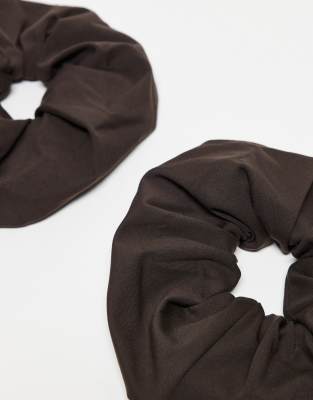 4505 - 2er-Pack weiche Yoga-Scrunchies für die Haare in Zartbitter-Braun
