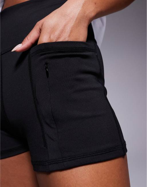 7" High Waisted Athletic Shorts For Women Running Workout Long Shorts With 3 Zipper Pockets Black S