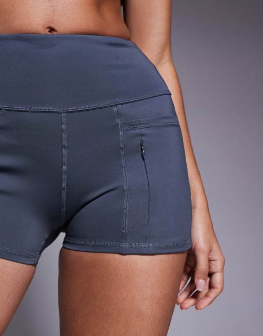 4505 3-inch high waist running shorts with zip phone pocket in iron gray, 2 of 5