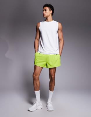 4505 3 Inch Quick Dry Mesh Running Shorts With Zip Pockets In Green