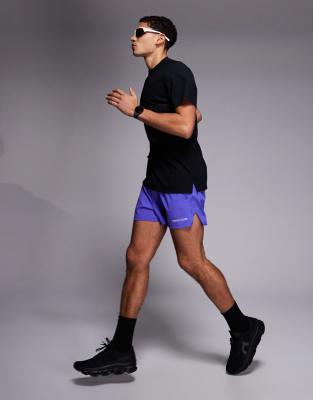4505 3 Inch Quick Dry Split Running Shorts With Zip Pockets And Reflective Graphic In Purple