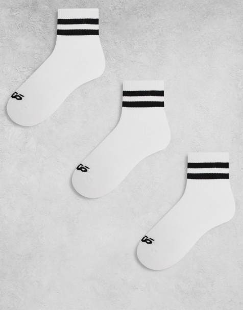 4505 3 pack 2 stripe crew sock with quick dry in white with black stripe - view 1