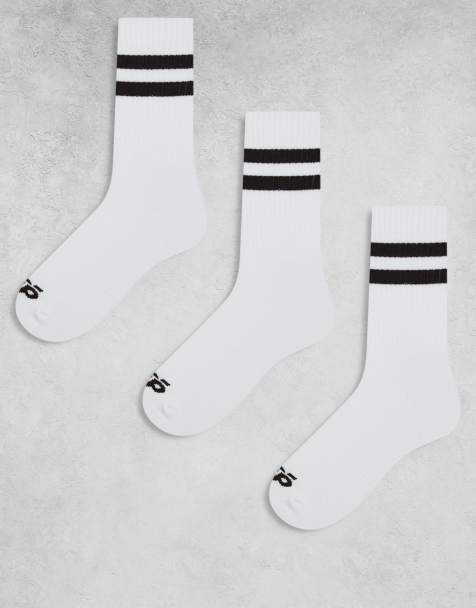 4505 3 pack 2 stripe crew sock with quick dry in white with coffee stripe - view 1