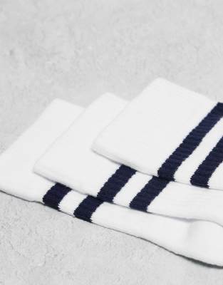 4505 3 Pack 2 Stripe Crew Sock With Quick Dry
