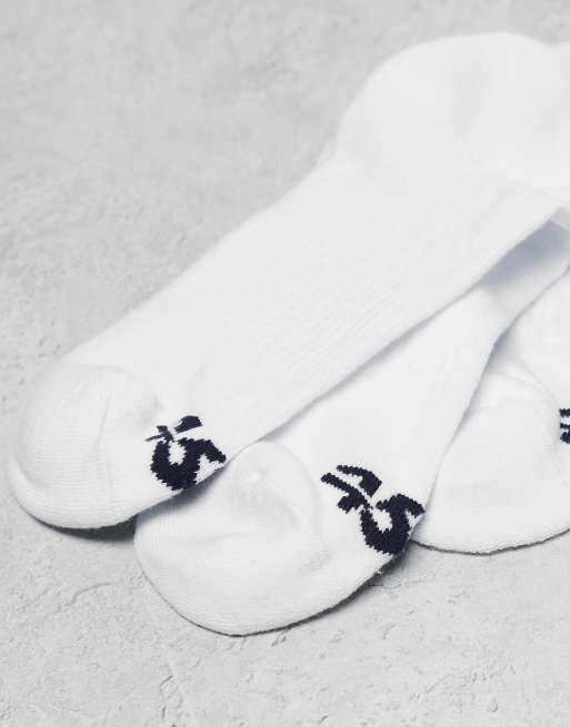 4505 3 pack 2 stripe crew sock with quick dry in white with deep navy stripe