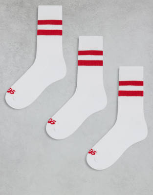 4505 3 Pack 2 Stripe Crew Socks With Quick Dry