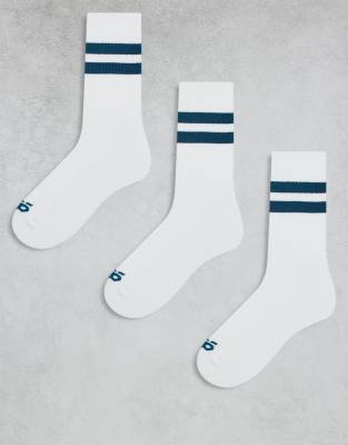 4505 3 Pack 2 Stripe Crew Socks With Quick Dry