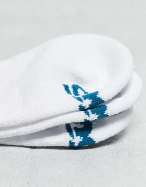 4505 3 pack 2 stripe crew socks with quick dry in white with seafoam stripe