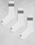 [ASOS] 4505 3 pack 2 stripe quick dry crew socks in white and chocolate S White and Chocolate