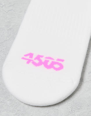 4505 3-pack 2-stripe Running Socks With Elasticized Arch Support And Antibacterial Finish In White