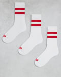 [ASOS] 4505 3 pack of crew socks with quick dry technology in white with 2 red stripes XL Red