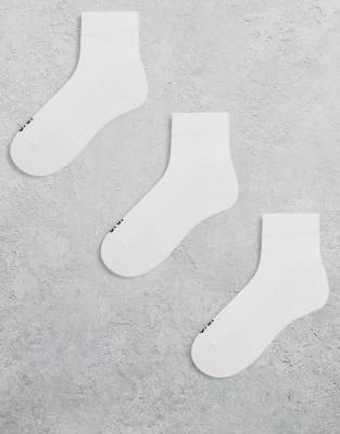 4505 3 Pack Quarter Length Socks With Arch Support In White
