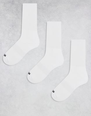 4505 3-pack Quick-dry Running Socks With Arch Support In White