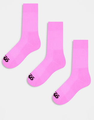4505 3 Pack Running Socks With Elasticized Arch Support And Anti Bacterial Finish In Pink