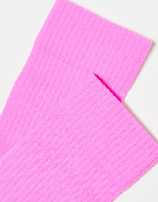 4505 3 pack running socks with elasticized arch support and anti bacterial finish in neon pink , 3 of 3