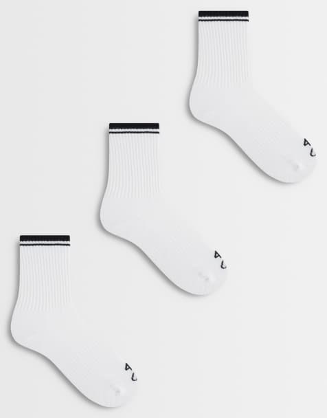 4505 3 pack socks with arch support in white with black stripe edge - view 1