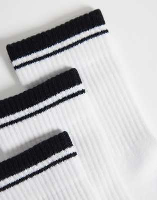 4505 3 Pack Socks With Arch Support In White
