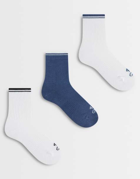 4505 3 pack socks with arch support in white with multi stripe edge - view 1