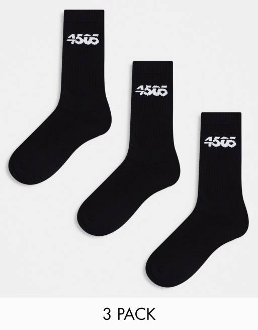 4505 3 pack sport socks in black 