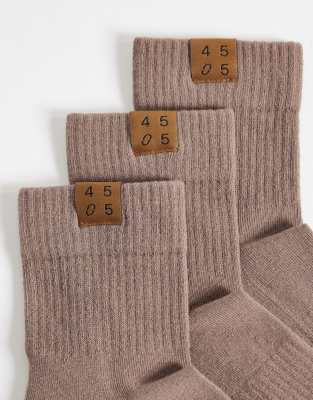 4505 3 Pack Studio Socks With Arch Support In Brown