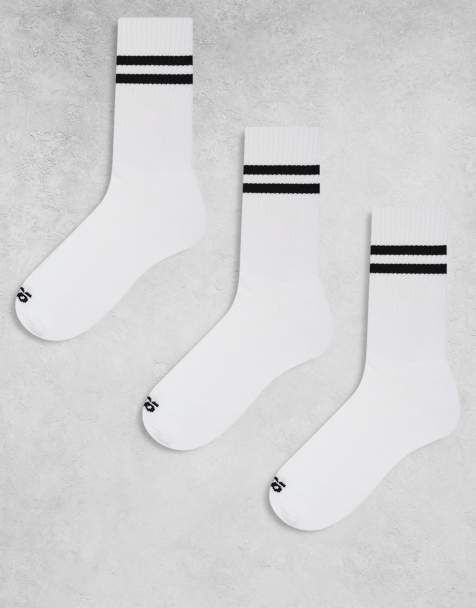 4505 – 3er-Pack schnell trocknende Crew-Socken in Weiß mit 2 Streifen in Schwarz - view 1